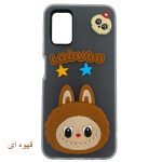 قاب گوشی پاستیلی عروسکی برجسته لبوبو سامسونگ A02S/A03S،قاب لبوبو،قاب فانتزی،قاب عروسکی برجسته،قاب قهوه ای پسرانه،قاب بچه گانه،قاب قهوه ای